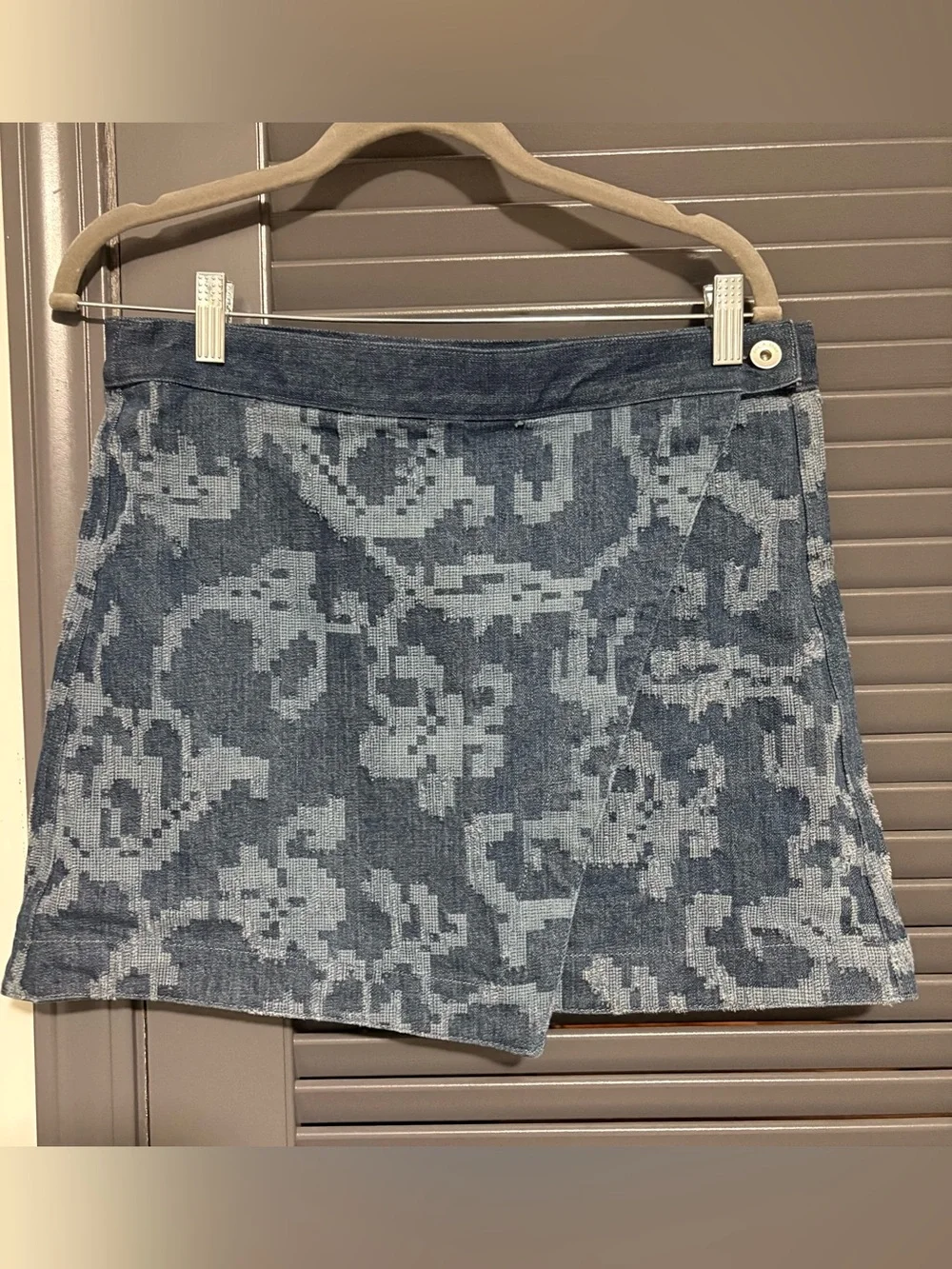 Rag & Bone Marina Textured Blue Indigo Denim Wrap Mini Skirt